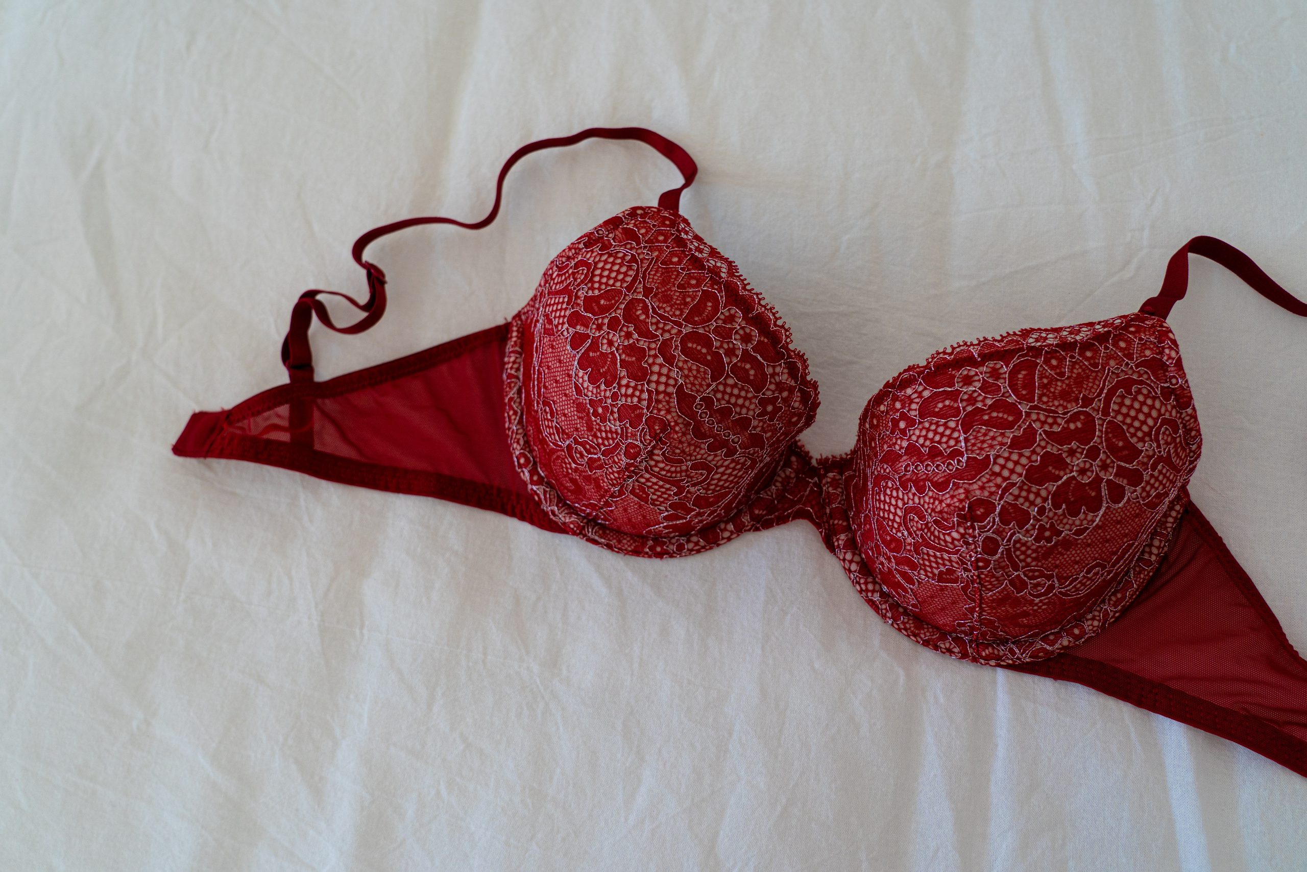Vibrant Dark Red Bra Making Fabric and All Over Lace Kit