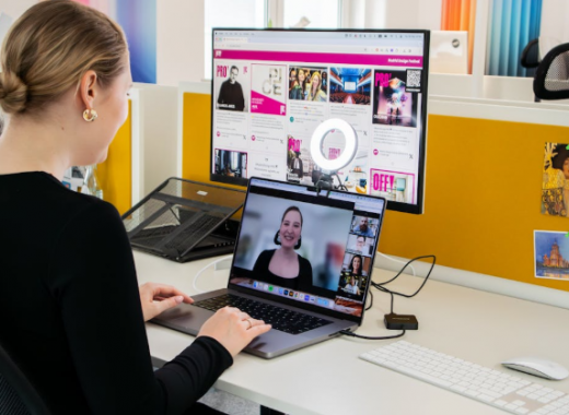 Woman Doing a Live Stream on Her Laptop