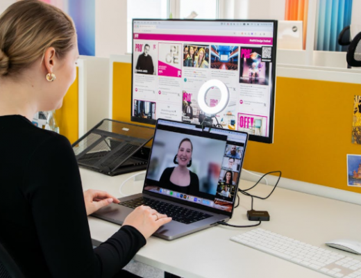 Woman Doing a Live Stream on Her Laptop
