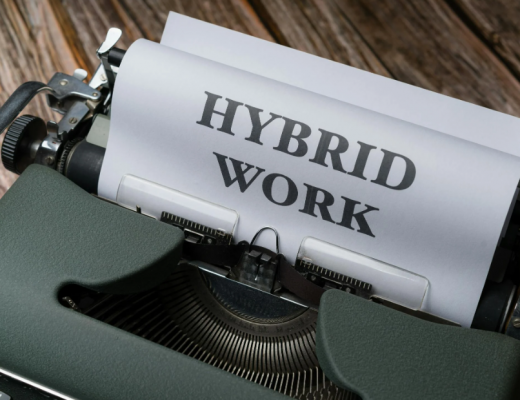 Hybrid Work Sitting on a Typewriter