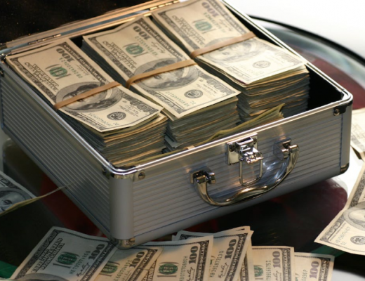 Metal Case Full of Money and Sitting on a Table