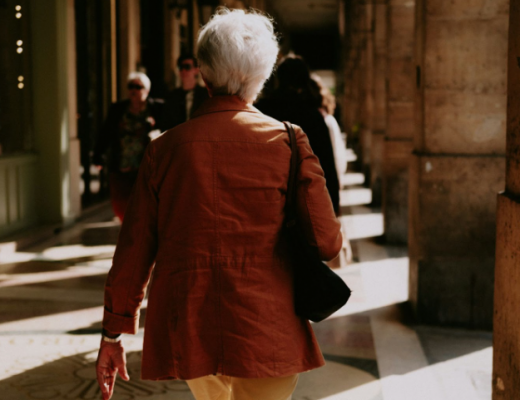 Elderly Woman with Short Gray Hair