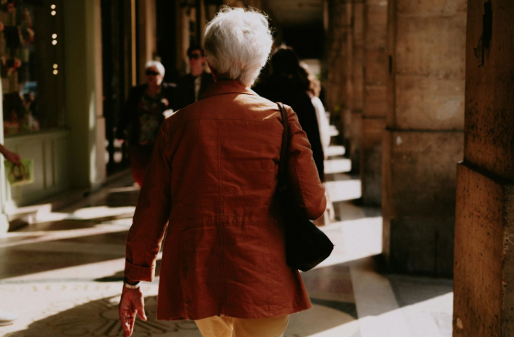 Elderly Woman with Short Gray Hair