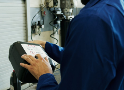 Man Using a Computer to Run Diagnostics on a Car