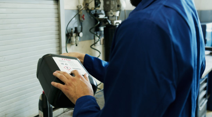 Man Using a Computer to Run Diagnostics on a Car