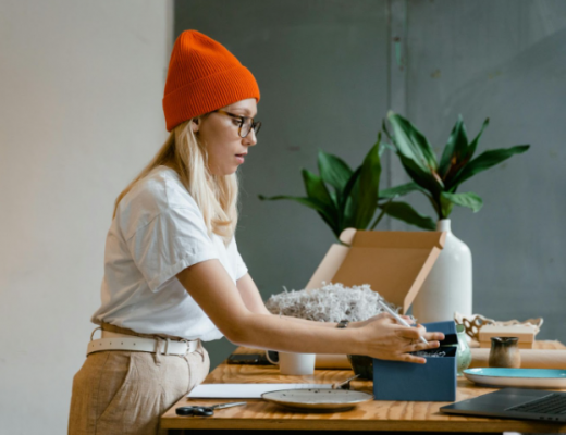 Woman Wearing an Orange Beanie Hat