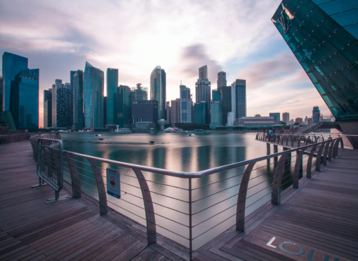 View of a Downtown Harbor From Outside an Office Building