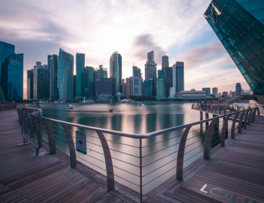 View of a Downtown Harbor From Outside an Office Building