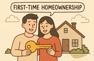 Cartoon Depiction of First Time Homebuyers