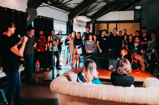 Group of People Standing in a Room