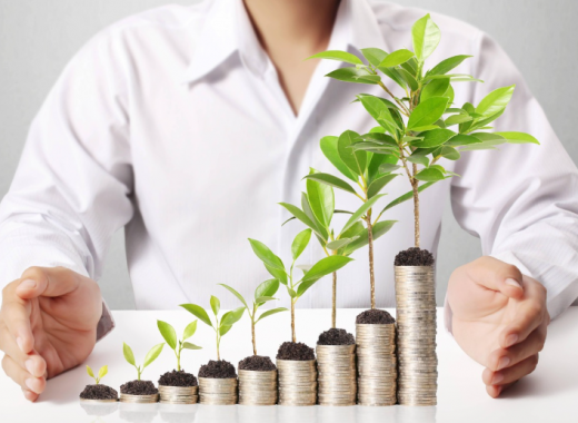 Stack of Coins with Plants Growing Out of Them
