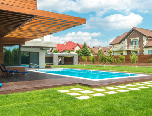 Well Manicured Yard with a Pool
