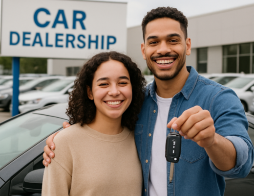 Man and Woman Holding a New Set of Car Keys