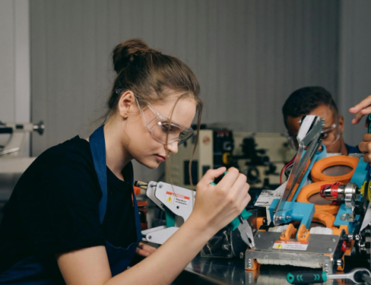 Skilled Female Worker in a Factory