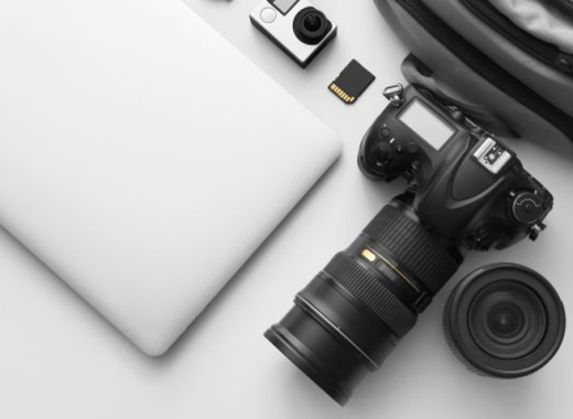 Professional Camera Sitting on a Desk