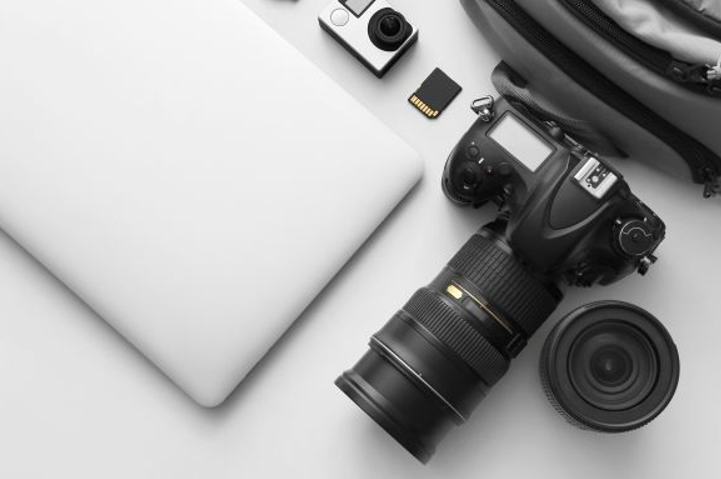 Professional Camera Sitting on a Desk
