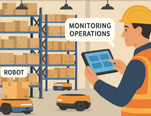 Cartoon Depiction of a Man in a Warehouse