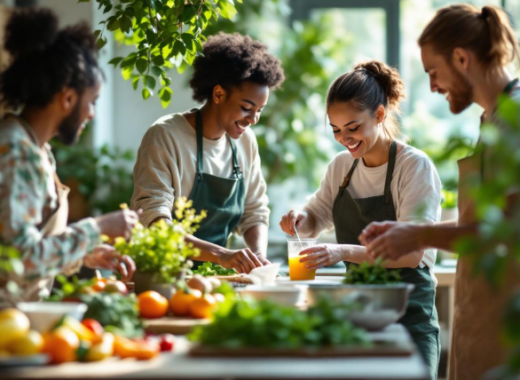 Group of People Surrounded by Plants and Making Juice