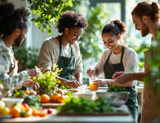 Group of People Surrounded by Plants and Making Juice