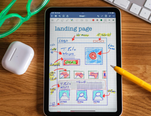 Sketched Landing Page Design on a Tablet