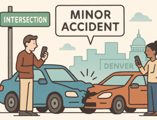 Cartoon Depiction of a Denver Car Accident