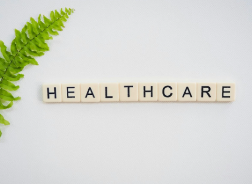 The Word Healthcare Spelled in Scrabble Letters