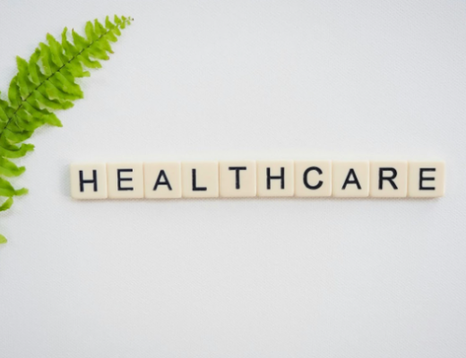 The Word Healthcare Spelled in Scrabble Letters