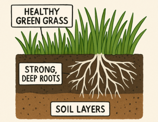 Cartoon Depiction of Grass Growing