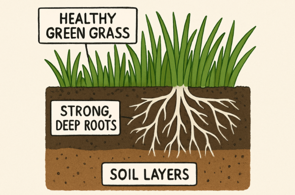 Cartoon Depiction of Grass Growing