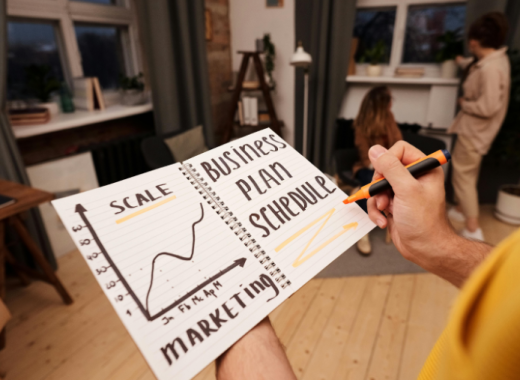 Notebook with Handwritten Notes about Business Planning
