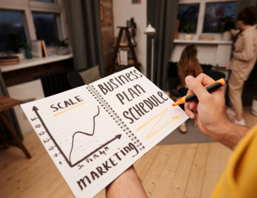 Notebook with Handwritten Notes about Business Planning