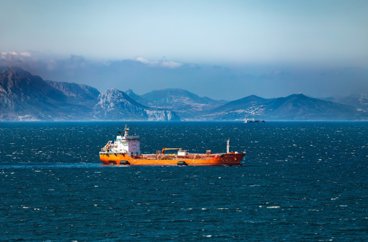 A Tanker at Sea