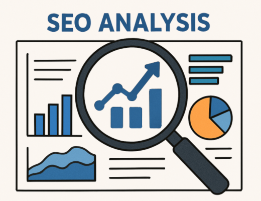 Cartoon Depiction of SEO Analysis with Charts