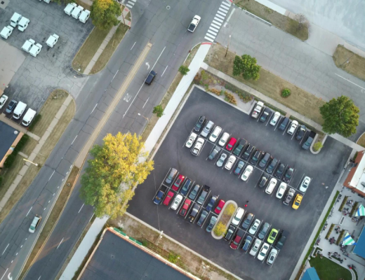 Aerial View of a Parking Lot
