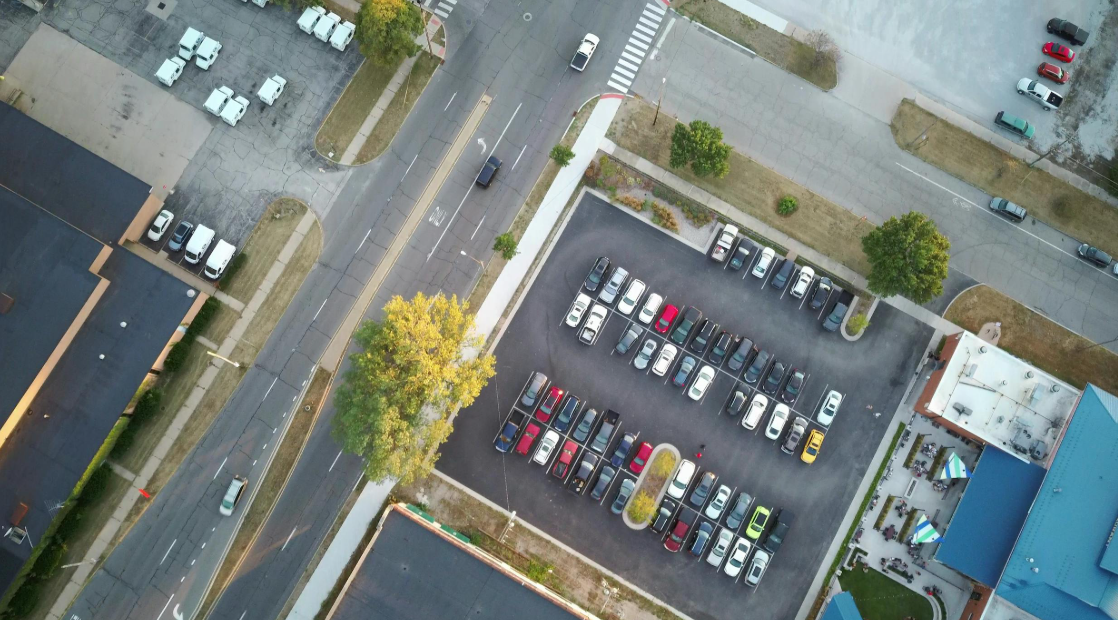 Aerial View of a Parking Lot