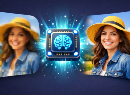 Pixelated Image Next to a Very Crisp Image of the Same Woman