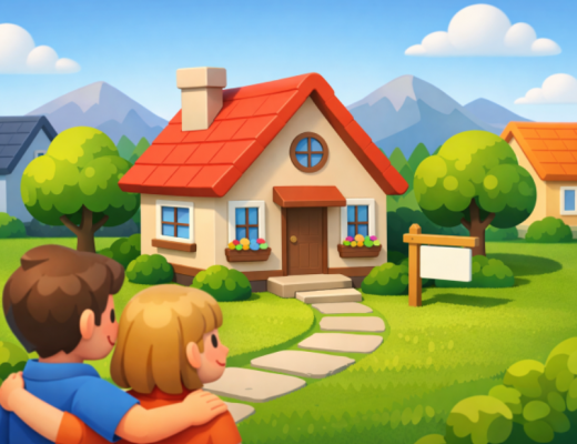 Cartoon Depiction of First Time Homebuyers