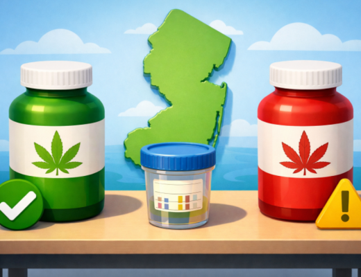 Cartoon Depiction of Marijuana, CBD and the State of NJ