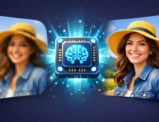 Pixelated Image Next to a Very Crisp Image of the Same Woman
