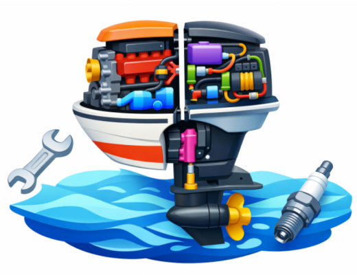 Cartoon Depiction of a Boat Engine