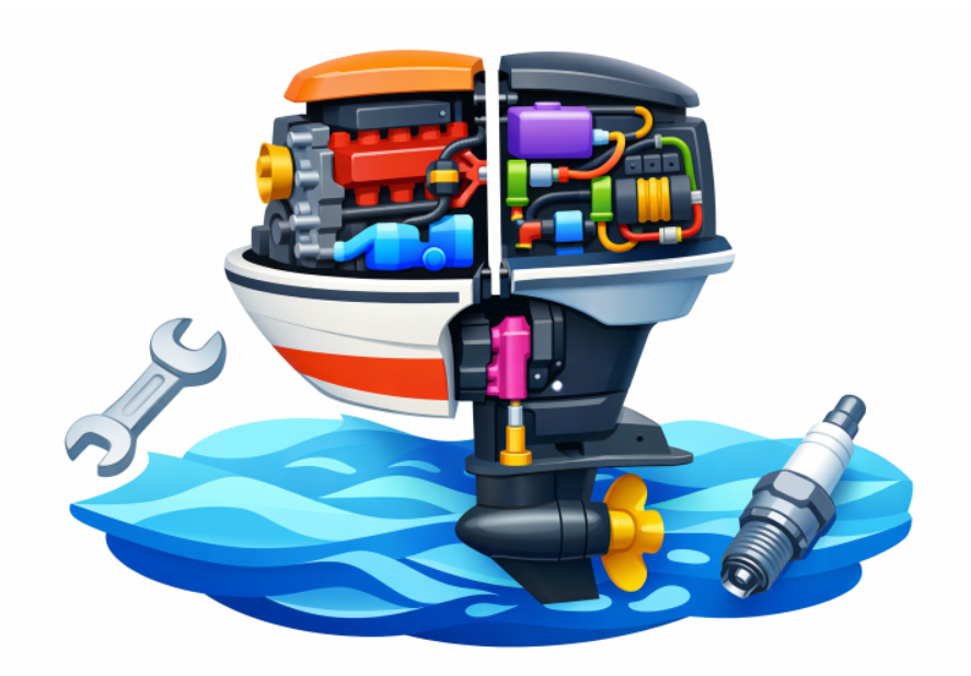 Cartoon Depiction of a Boat Engine