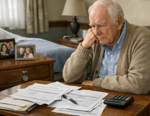 Sad Elderly Man Staring at Bills