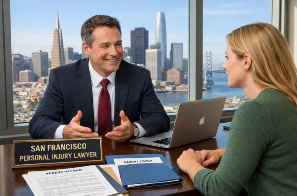 San Francisco Personal Injury Lawyer Speaking to a Female Client