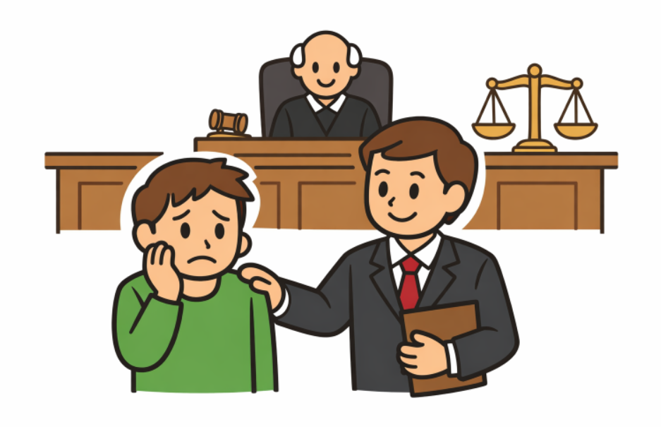 Cartoon Depiction of Someone in Court