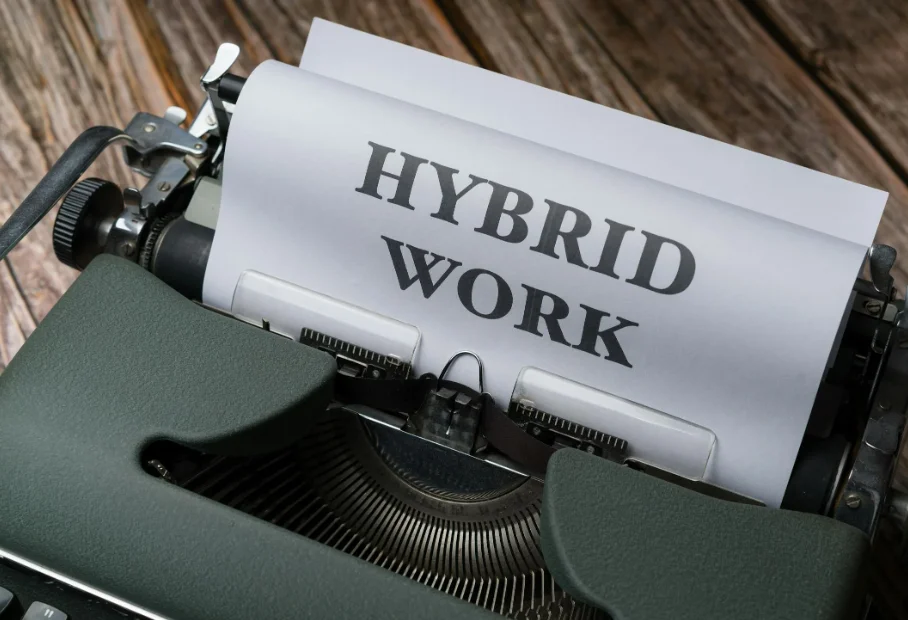 Hybrid Work Sitting on a Typewriter