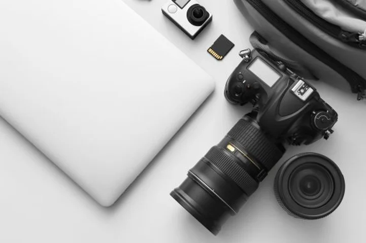 Professional Camera Sitting on a Desk